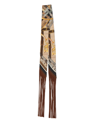 Brown Multi Print Narrow Scarf