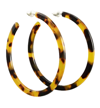 Brown Tortoise Acrylic Open Hoop Earrings