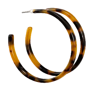 Brown Tortoise Acrylic Open Hoop Earrings