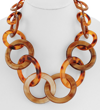 Brown Tortoise and Brown Multi Open Round Linked Necklace