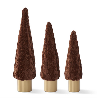 Brown Velvet Braided Cone Tree with Gold Base Assorted