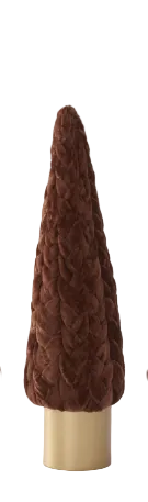 Brown Velvet Braided Cone Tree with Gold Base Assorted