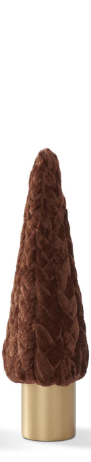 Brown Velvet Braided Cone Tree with Gold Base Assorted