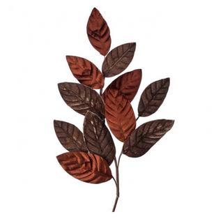 Brown Velvet Magnolia Leaf Spray 26" Christmas holiday soft