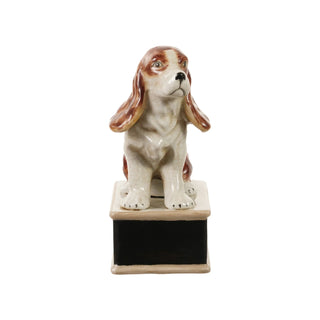 Brown & White Hand-Painted Stoneware Vintage Reproduction Spaniel