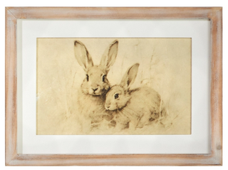 Bunnies in Grass Framed Wall Art, Assorted sepia bunny rabbit