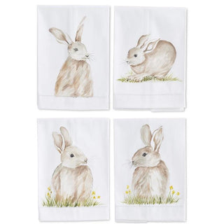 Bunny Hand-Painted Cotton Guest Towels Assorted