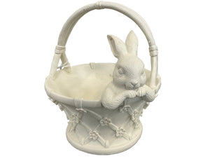 White Easter Bunny in Basket