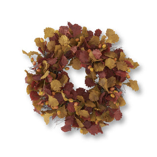 Burgundy & Orange Oak Leaf Wreath 28"