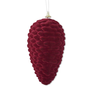 Burgundy Velvet Flocked Pinecone Ornament