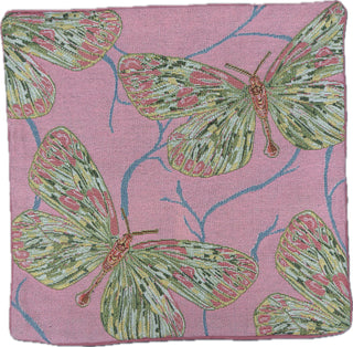Fabric with butterfly pattern on a pink background