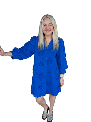 Woman in a blue dress 