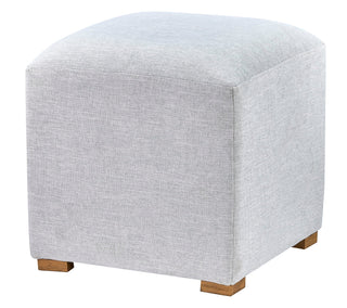 Byron Ottoman rubber wood cube square upholster grey gray tweed stucco fabric