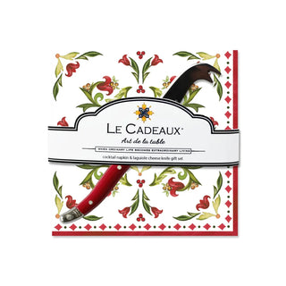 Le Cadeaux Vischio Cocktail Napkins & Mini Laguiole Cheese Knife Gift Set