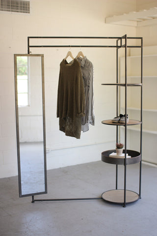 Metal Display with Tall Mirror
