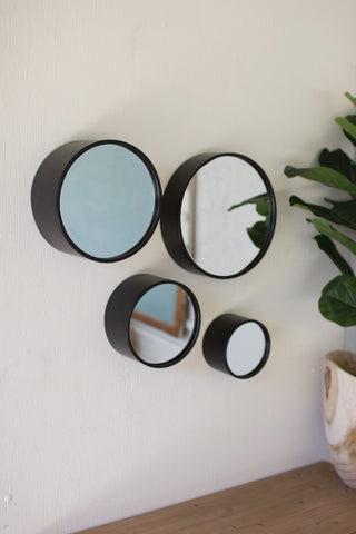 Antique Black Round Metal Wall Mirrors Assorted