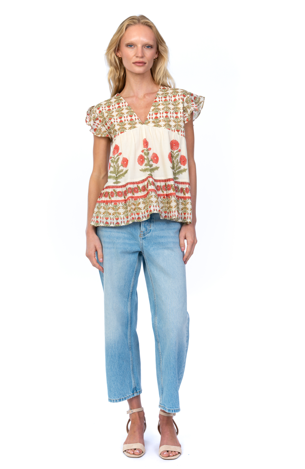 Cal Flora Flutter Sleeve Top
