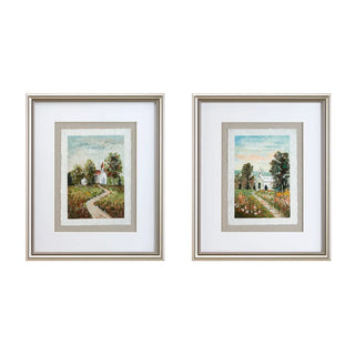 Camille Framed Artwork painting art linen hand painted church meadow path