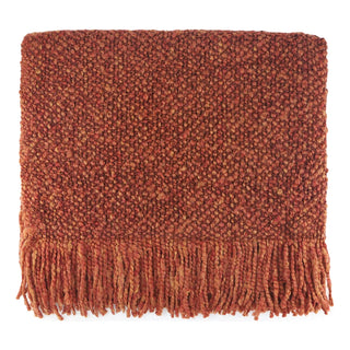 Campbell Throw in Pumpkin Spice rust burnt orange fringe