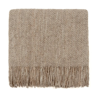Campbell Throw in Sesame cream beige fringe oatmeal