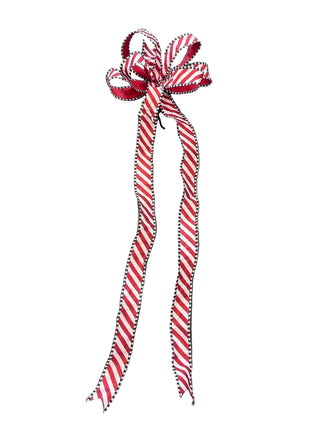 Candy Cane Stripe Bow red and white stripe black and white stripe edge Christmas tree