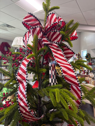 Candy Cane Stripe Bow 14'
a large red and white striped bow featuring black and white check edge