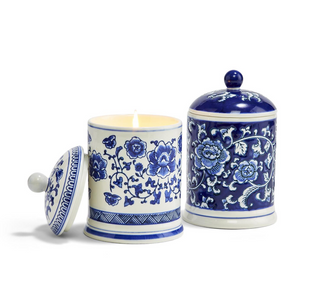 Canton Collection Candle with Gift Box Assorted navy blue and white soy wax ceramic lid environmental friendly