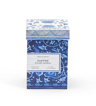 Canton Collection Candle with Gift Box Assorted navy blue and white soy wax flower