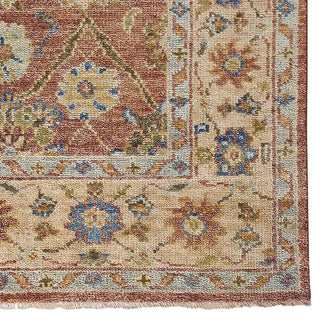 Capel Charise-Ziegler Terra Cotta 8'x10' Rug beige red blue green flower floral fringe