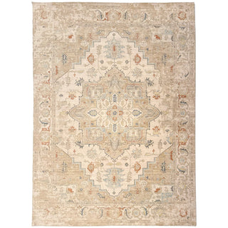 Capel Manor Taupe 9'x12'6" Rug
A rectangular vintage-style area rug with an intricate central medallion and traditional border pattern in muted beige, cream, light blue, and rust orange tones burnt orange