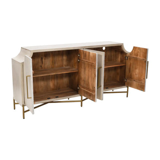 Capital Four-Door Sideboard white distressed whitewash gold handles frame concave corners modern