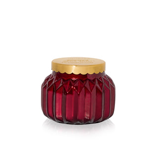 Capri Blue Sugared Spice Twist Royal Gem Petite Jar Candle in a Red glass jar with a gold lid on a white background