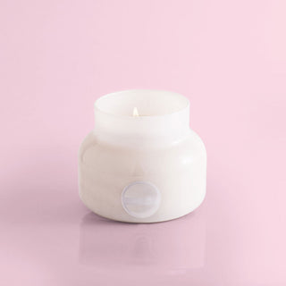 Capri Blue candle labeled volcano with an open top