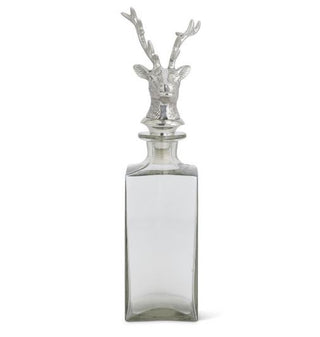 Square Glass Decanter with Silver Deer Head Stopper