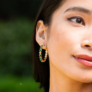 Capucine De Wulf Berry Gem Medium Hoop Earrings - Malachite