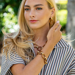 Capucine De Wulf Earth Goddess Link Bracelet, 7+1.5" - Teak