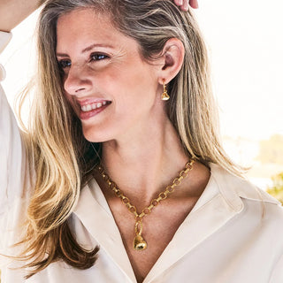 Capucine De Wulf Love Hoop Earrings with Heart Charm - Gold