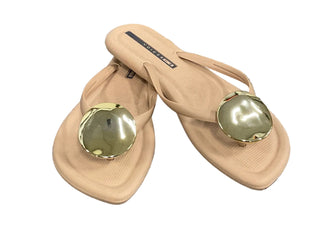 Caramel with Gold Puff Art Flip Flops