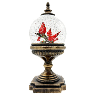 Cardinal Spinning LED Snow Globe with Timer Christmas decor