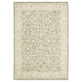 Caroline CRL01 7'10" x 10' Rug apace dyed polyester cut and loop green blue gold red fringed neutral