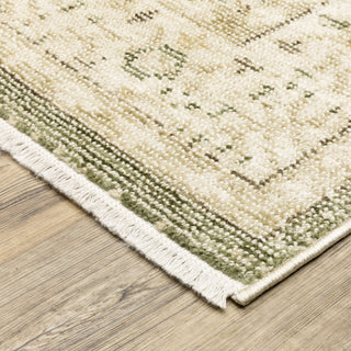 Caroline CRL01 7'10" x 10' Rug blue green ivory red fringe spaced dyed polyester