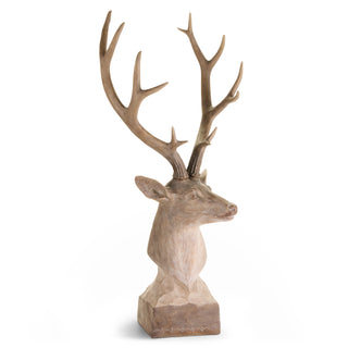 Carved Deer Bust resin cream brown