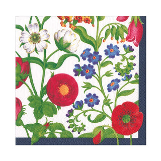 A colorful floral patterned luncheon napkin.