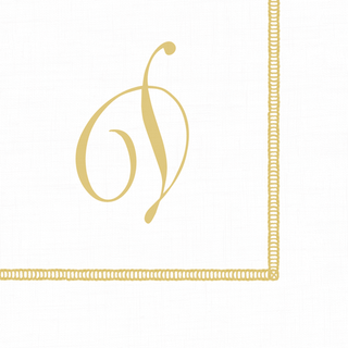 Caspari Cocktail Napkins with Hemstitch and Script Initial D