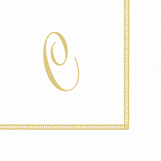 Caspari Cocktail Napkins with Hemstitch and Script Initial C