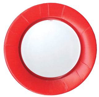Caspari Dinner Plates Linen Red