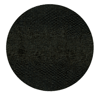 A single round felt-backed coaster with an embossed snakeskin texture, black in color.