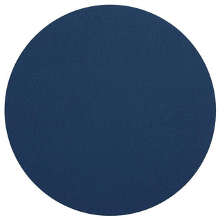A round, navy-colored felt-backed placemat.