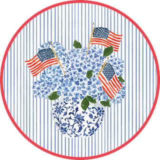 Caspari Flags and Hydrangeas Paper Placemats Round 12-In patriotic america