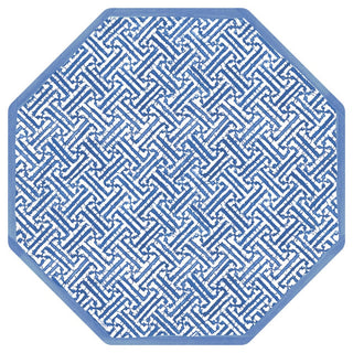 Caspari Fretwork Blue Paper Placemats Octagon 12-In